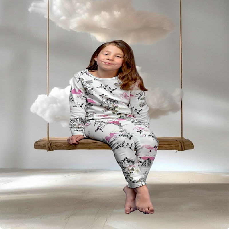 Pajama Set 2Y-7Y Organic Cotton O-neck Super Soft And Breathable scenery HY6007-22